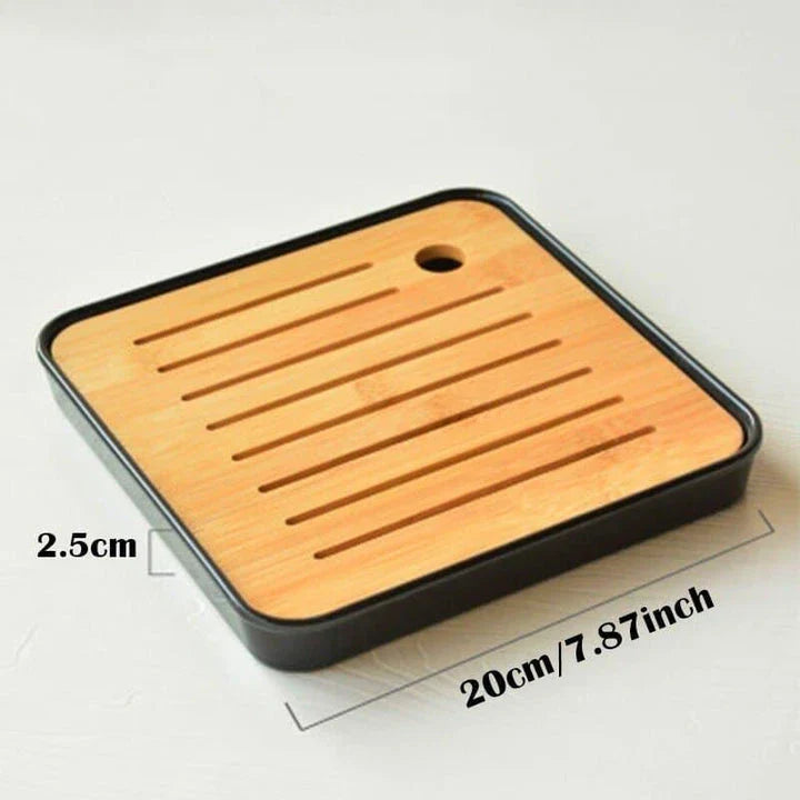 Premium bamboo tea tray saucer with sleek, elegant design for a sophisticated tea experience