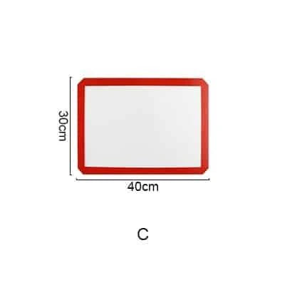 Silicone non-stick baking mat in red and white, suitable for high-temperature baking and easy cleanup