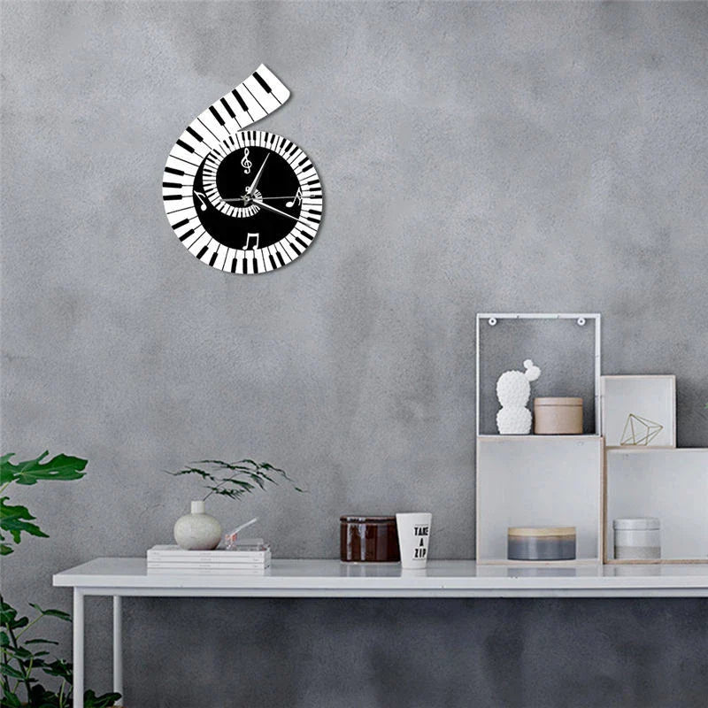 GiftHome UK Unique Musical Notes Wall Clock with Treble Clef and Piano Keys