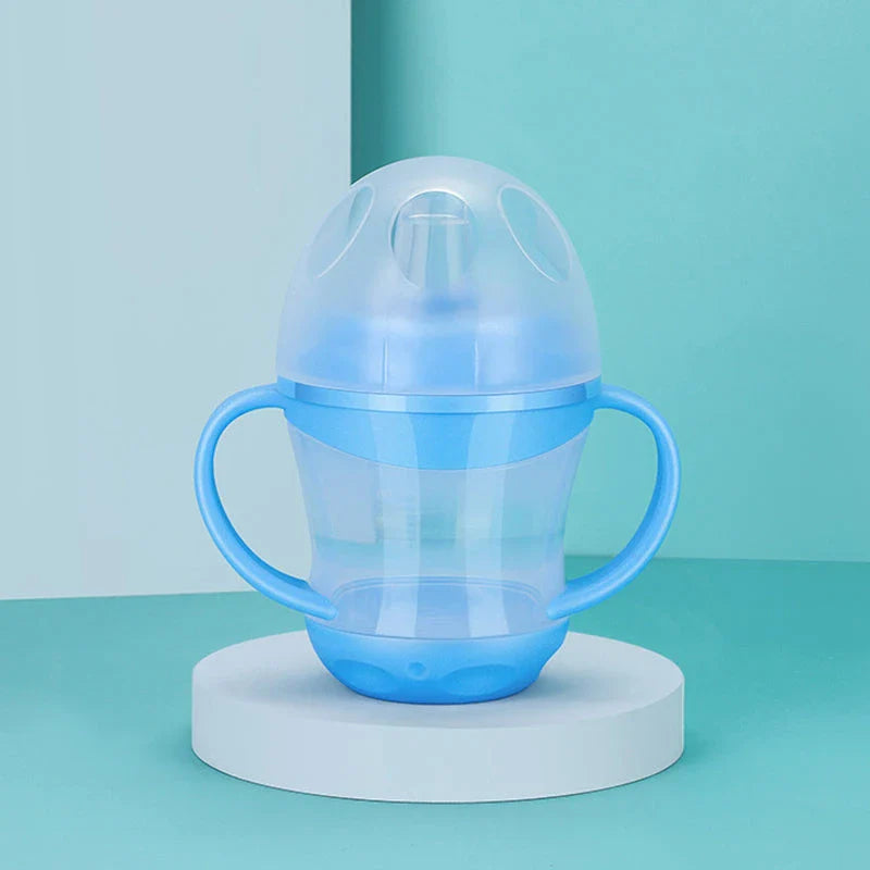 Premium leak-proof children's water bottle with easy-grip handle, transparent cover, and safe 3cm sucking mouth