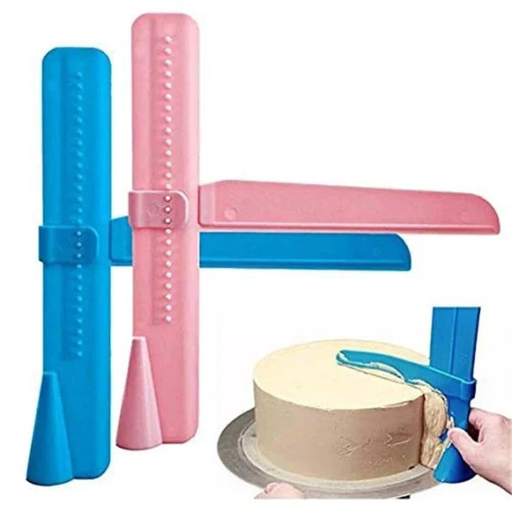Adjustable cake leveller made of food-grade plastic for creating smooth and even cake surfaces