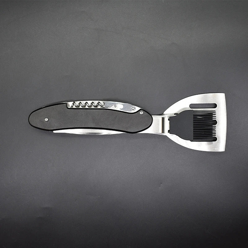 Premium 5-in-1 barbecue multi-tool with stainless steel construction and versatile grilling accessories