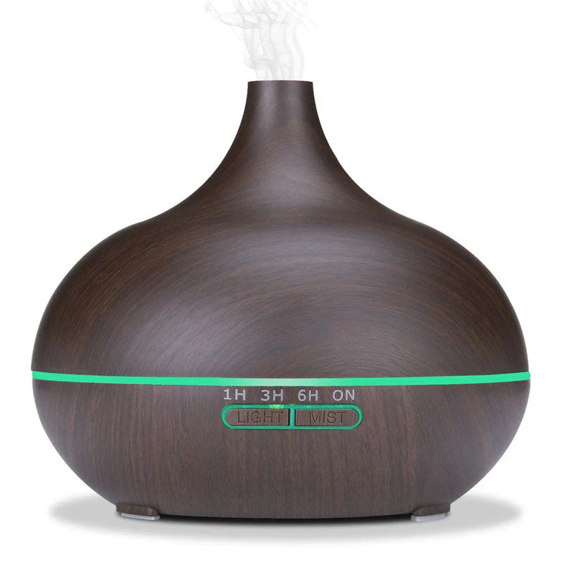 550ml Aromatherapy Essential Oil Diffuser with Remote Control - Elegant Wood Grain Design for Relaxing Home Environment