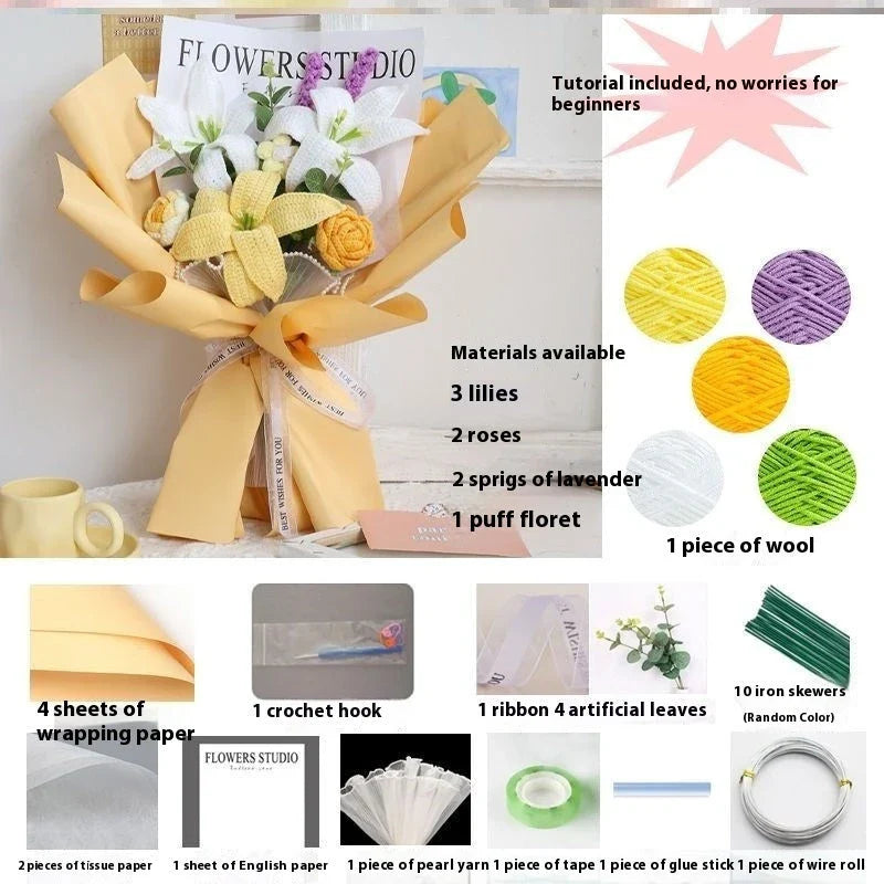 GiftHome UK Handmade Bridal Bouquet in Elegant Crochet and Weave