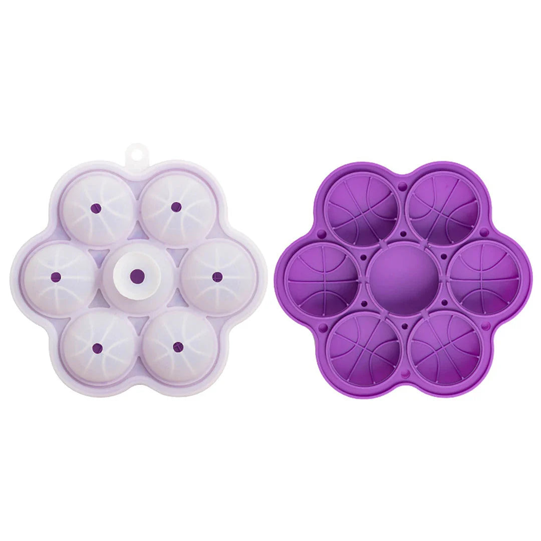 Spherical silicone ice mould with seven holes for creating perfectly round ice spheres to chill drinks