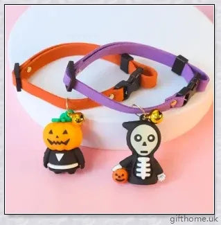 Collaween Halloween Pet Collar Adornment with whimsical cartoon patterns and glow-in-the-dark features