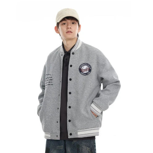 American Retro Embroidered Baseball Jacket with Vintage-Inspired Design and Relaxed Fit