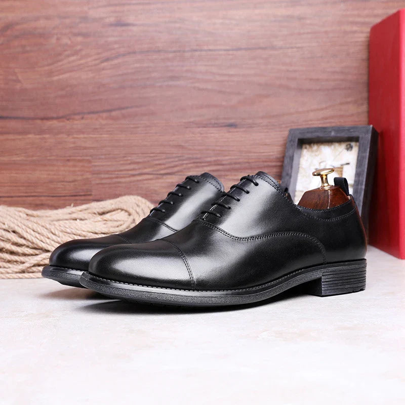 Premium cowhide lace-up shoes with a gradient design, showcasing a modern and sophisticated aesthetic