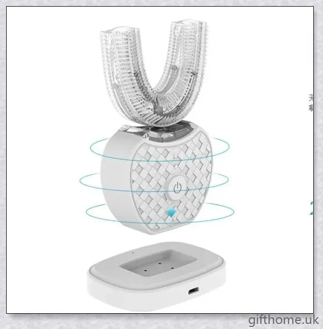 Premium Automatic Whitening Toothbrush with 360-degree rotating head, nano-blue light whitening, and gum massage features for sparkling smiles.