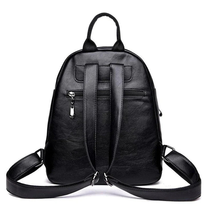 Elegant Korean PU Leather Backpack in a sleek, vertical square design with colour contrast details