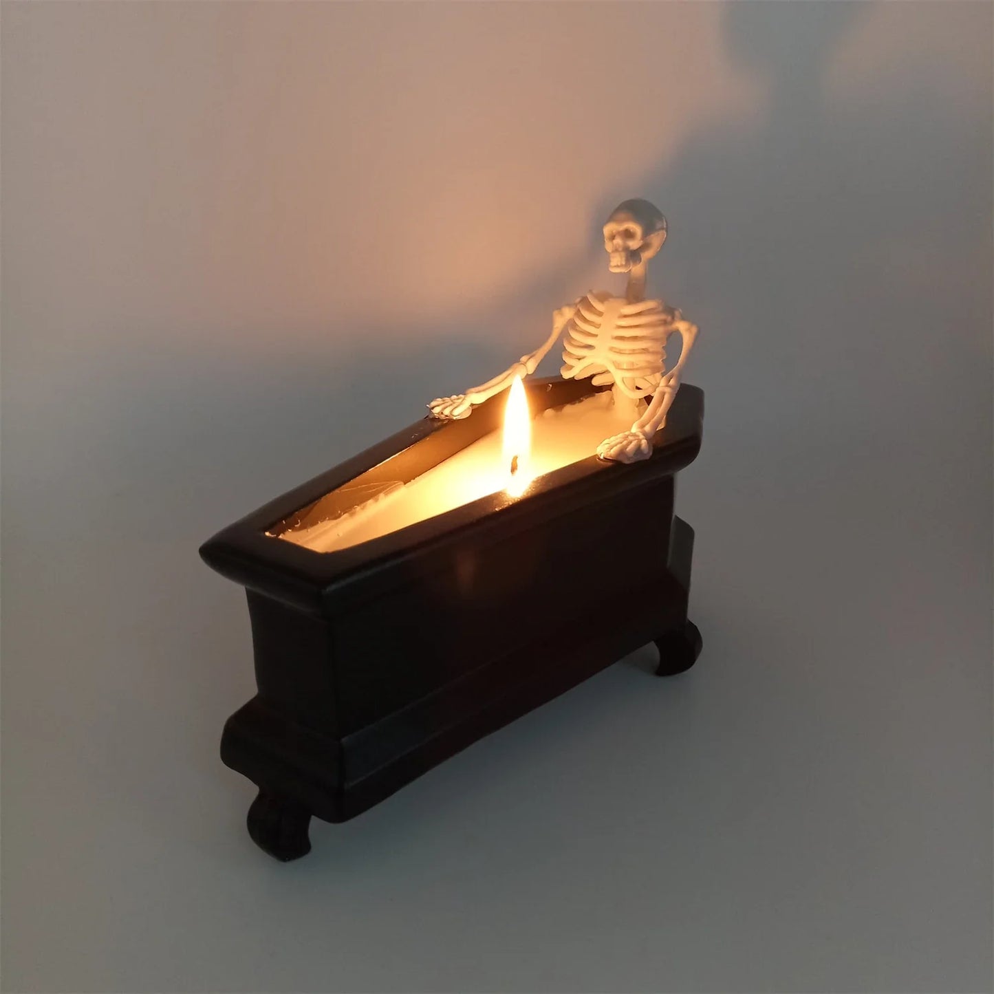 Meticulously crafted resin and wax Bubble Bath Skeleton Halloween decoration with enchanting details