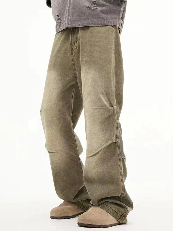 Stylish retro-inspired casual trousers with a distressed finish, available in a range of classic colours and sizes to suit the modern British consumer.