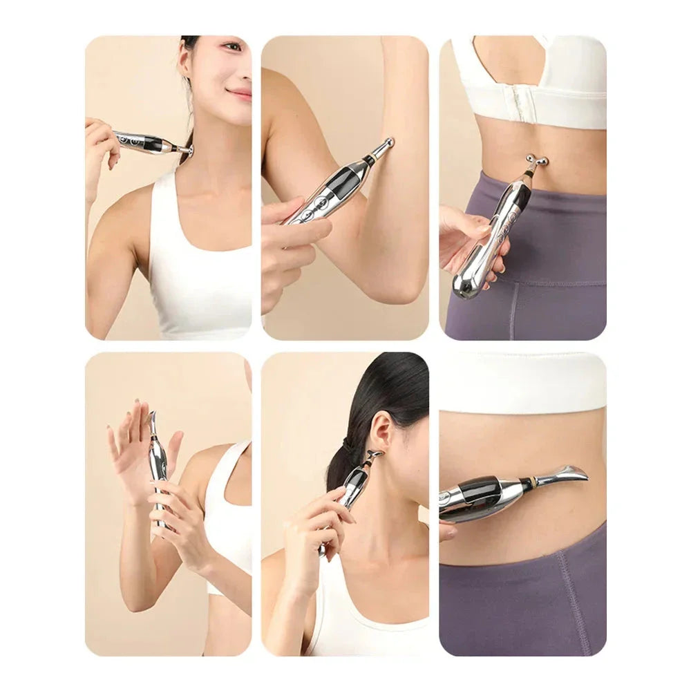 Electronic Acupuncture Massage Pen with 19 adjustable intensity levels and three targeted massage modes for natural pain relief and muscle relaxation
