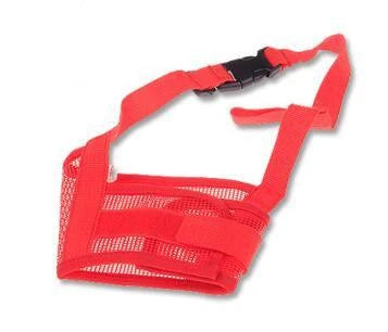 Breathable polyester mesh dog muzzle in various sizes for comfortable and secure canine wear