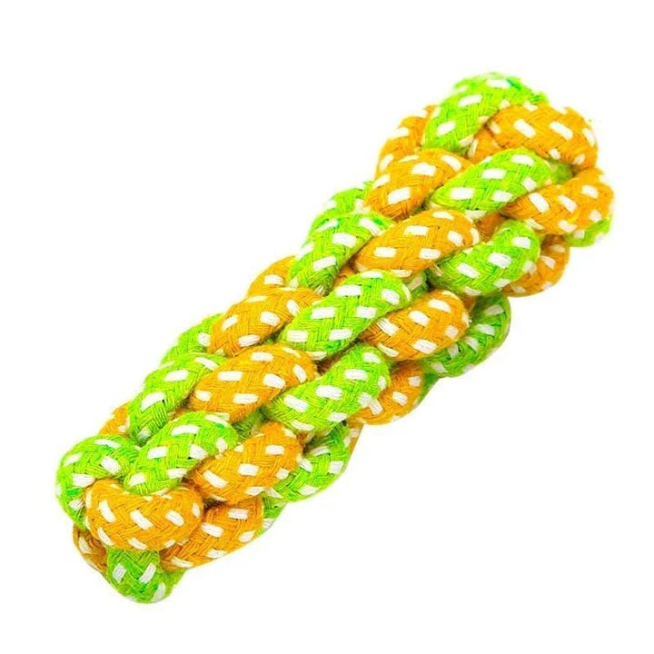 Premium Eco-Friendly Cotton Rope Dog Toy in green-orange colour