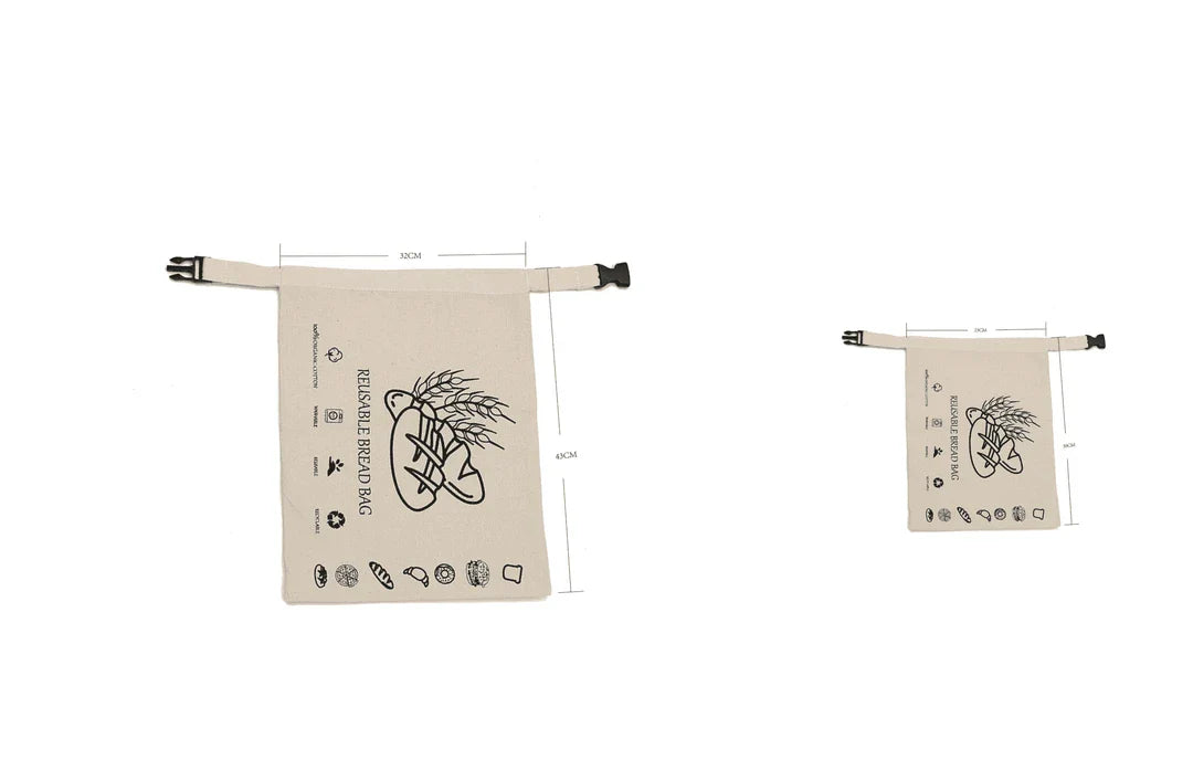 Organic cotton bread bag with dual-layer design for enhanced insulation and moisture control, preserving the freshness of homemade or artisanal breads.