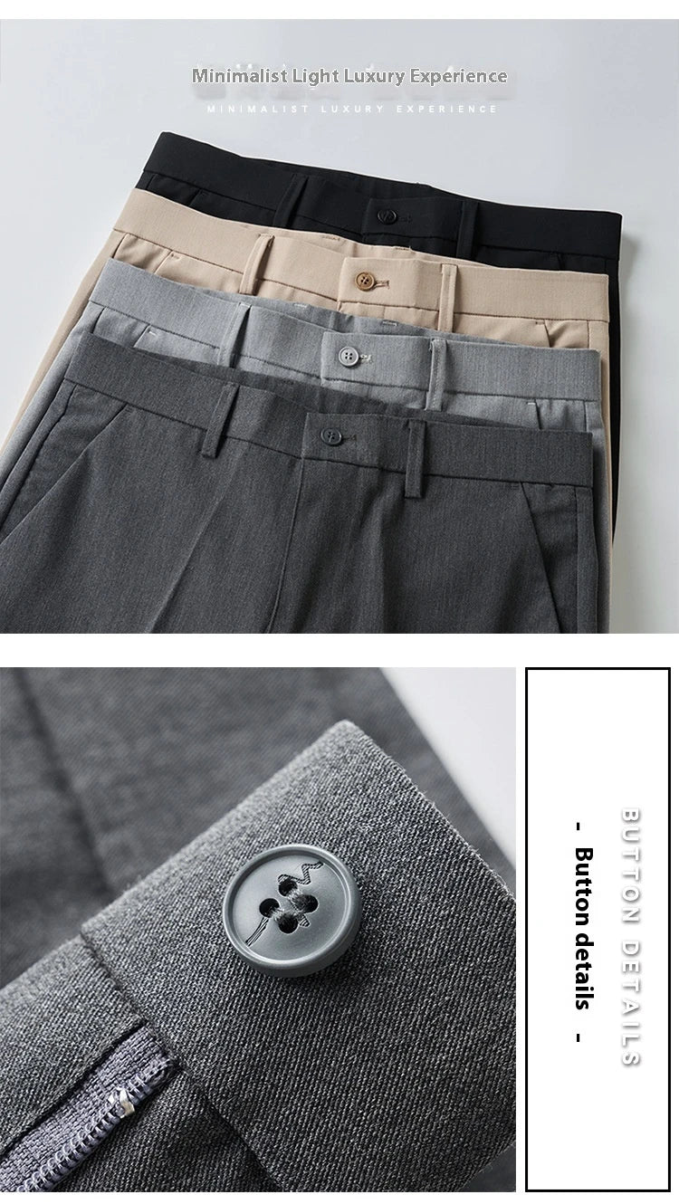 Men's sophisticated stretch trousers with tailored pencil fit, available in a range of classic colours