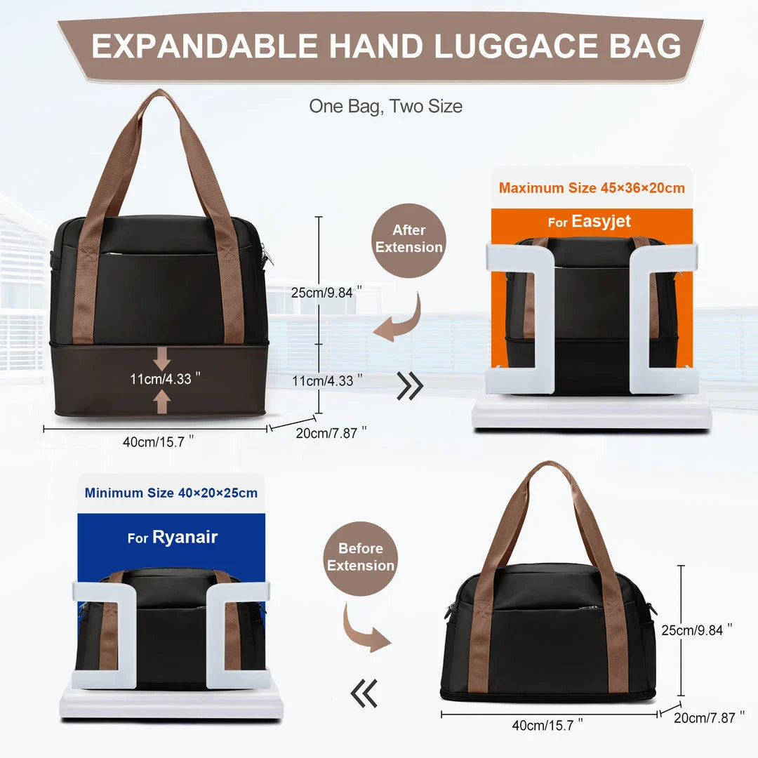 Spacious and durable cabin bag in beige colour, perfect for UK travellers