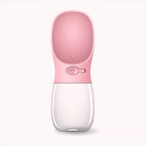 A leak-proof, portable pet water bottle in turquoise colour with a one-hand release button and locking mechanism