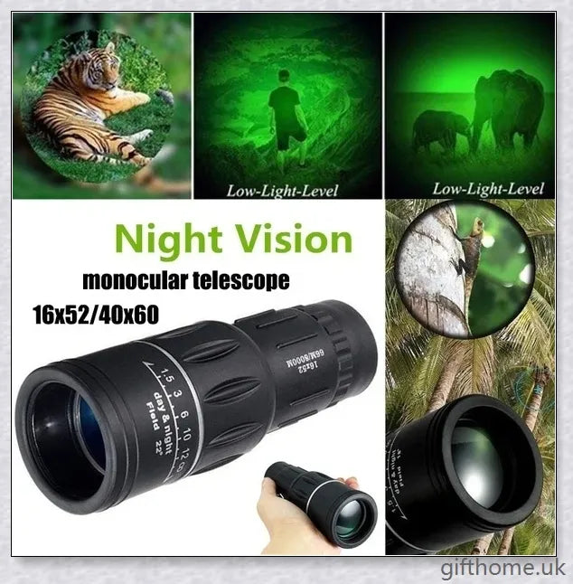 Premium 16X52 high-powered monocular with 52mm objective lens for long-range outdoor viewing and exploration
