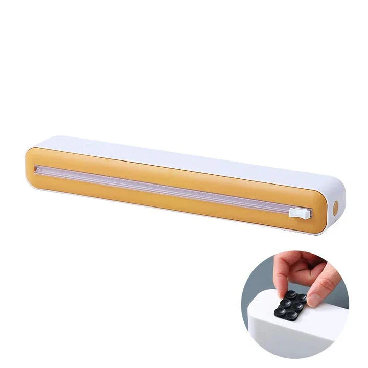 Magnetic Kitchen Wrap Dispenser with Slide Cutter - Adjustable Holder, Magnetic Backing, and Precise Cutting