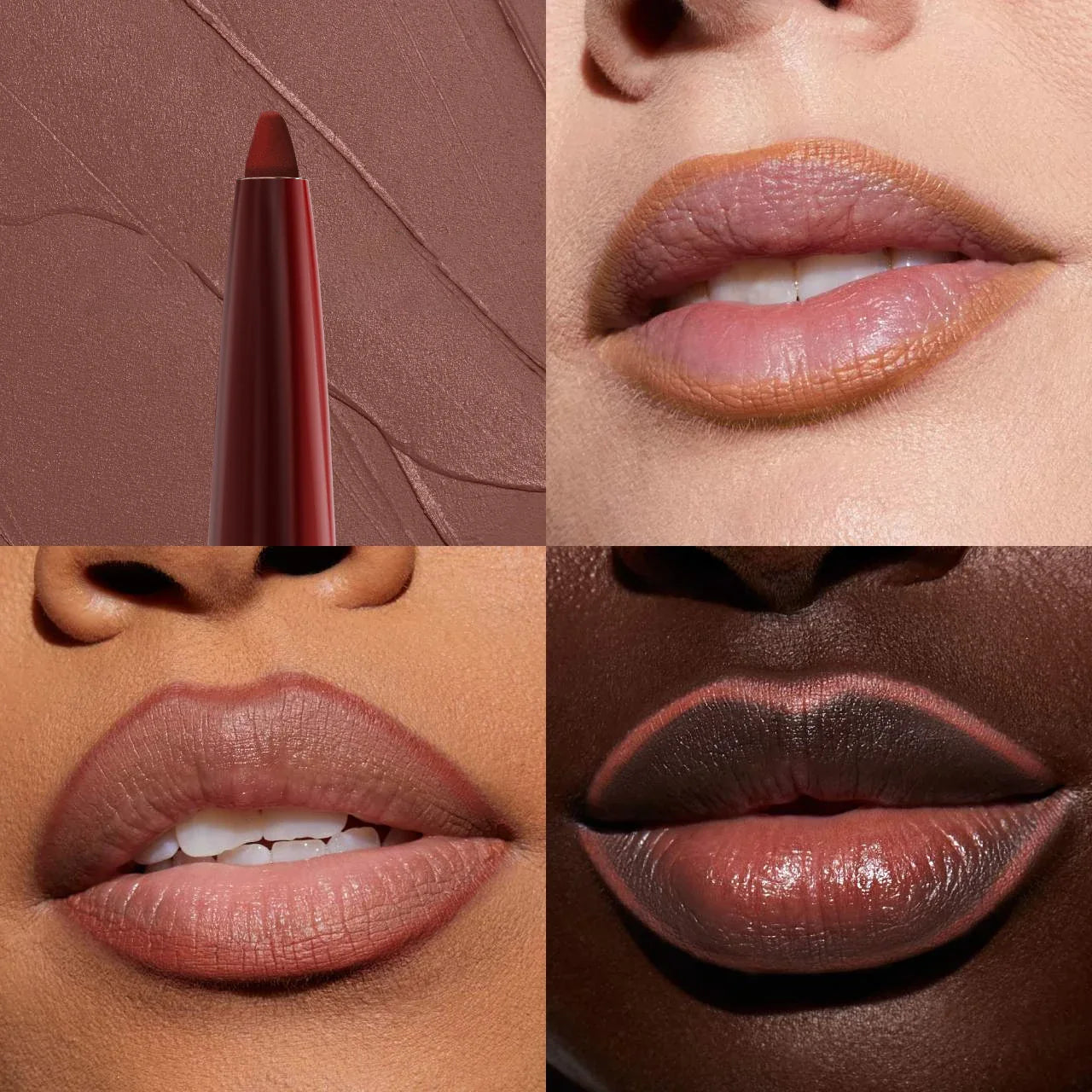 Close-up of a premium waterproof lipliner in a silver casing, a must-have makeup essential for a polished and long-lasting lip look.