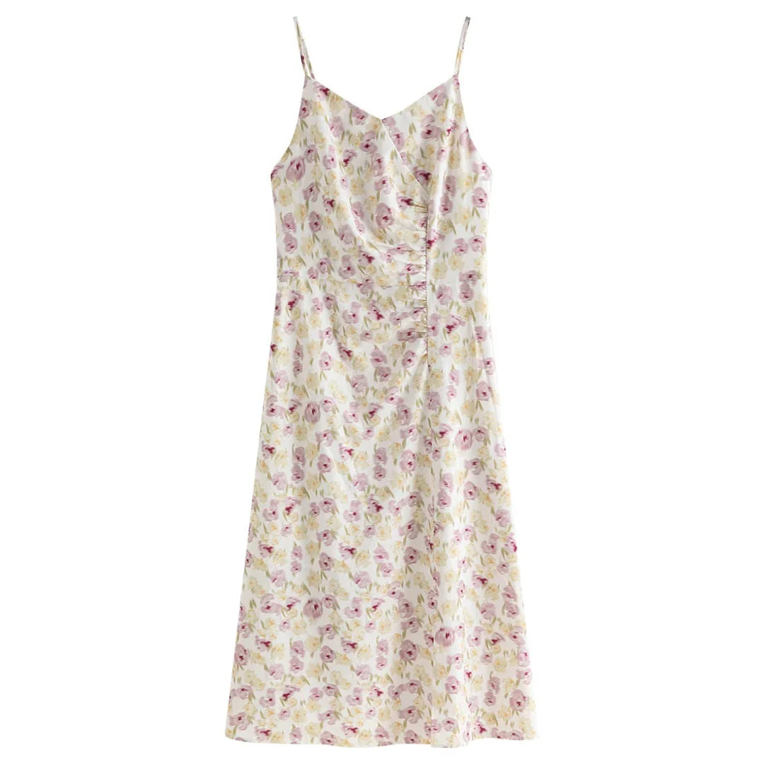A classic floral suspender dress in a romantic, summer-inspired design