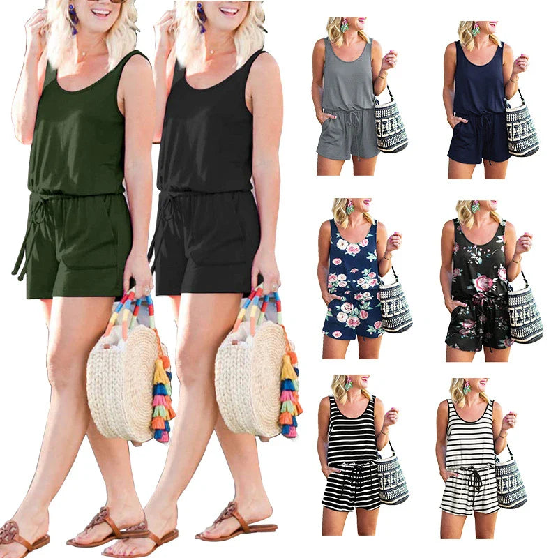 Camisole jumpsuit with drawstring waist, made of premium cotton, available in various colours and sizes