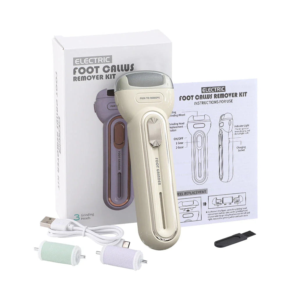Premium electric foot callus remover with multiple grinding heads for effective, gentle callus removal and smooth, rejuvenated feet