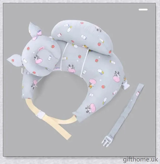 Premium breastfeeding nursing pillow with adjustable buckle, soft cotton fabric, and extra cushioning to support baby's head and prevent reflux.