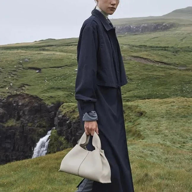 Sophisticated ruched pleated PU leather tote bag in beige, grey, and black colours