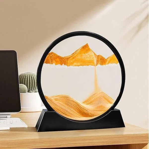Captivating retro sandscape hourglass with mesmerising deep sea moving sand art