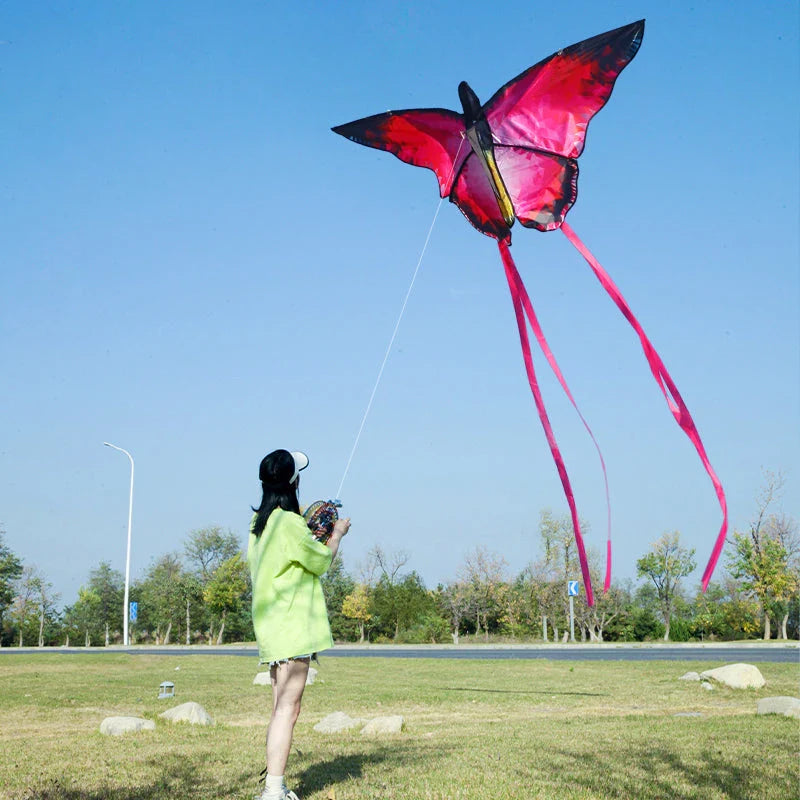 Stunning red crystal butterfly kite with 100m string - perfect for outdoor fun and family adventures