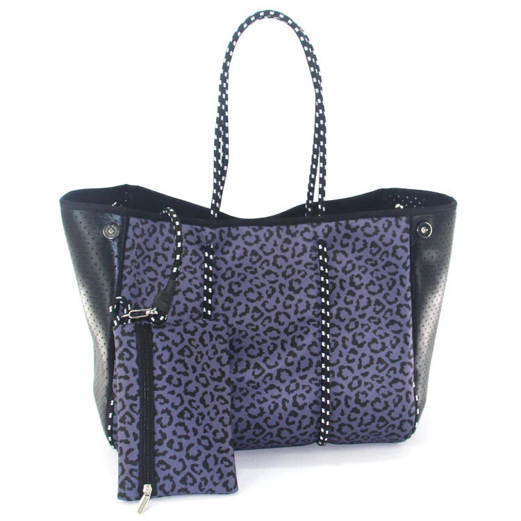 A neoprene beach bag in a stylish design, perfect for British summer adventures at the coast