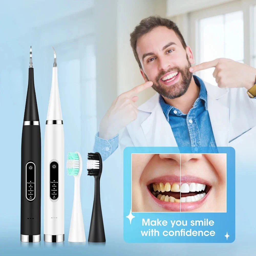 The Powerful Electric Sonic Dental Scaler & Toothbrush with 8 interchangeable brush heads for deep cleaning and whitening your teeth