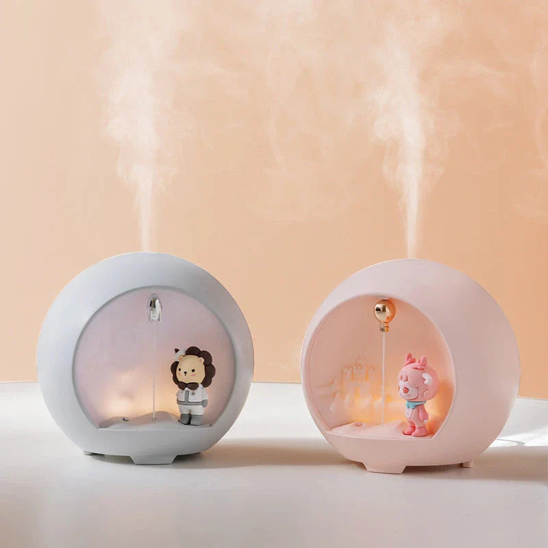 Charming Aromatherapy Lamp and USB Mini Air Humidifier with soft, soothing lighting and mist for a calming, magical atmosphere.