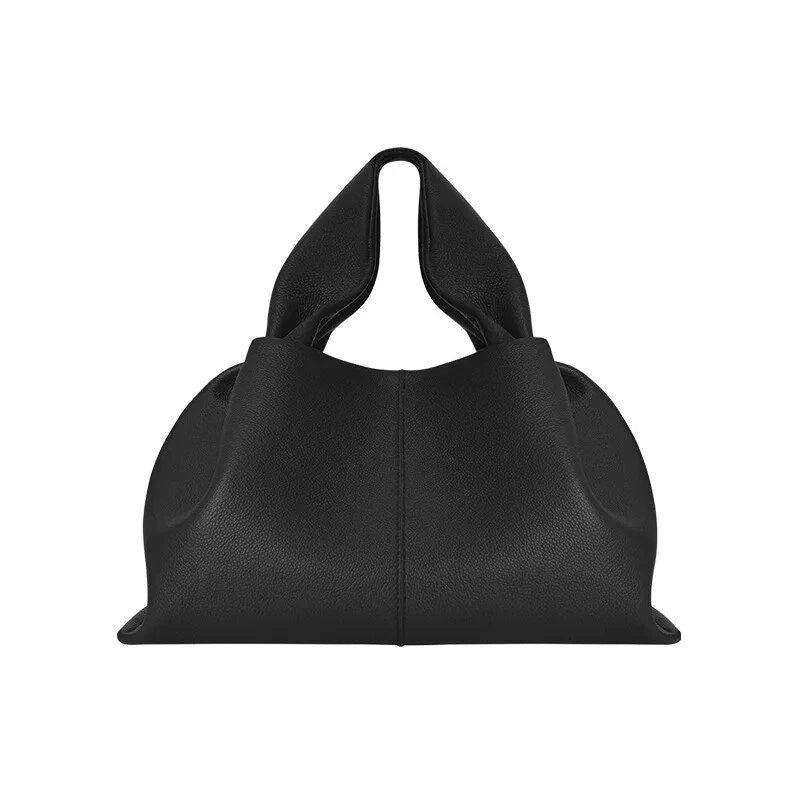 Sophisticated ruched pleated PU leather tote bag in beige, grey, and black colours