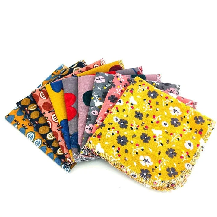 Premium cotton cleaning cloths in vibrant colours for efficient, streak-free cleaning on various household surfaces
