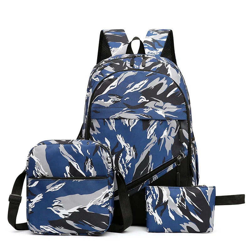 A durable, breathable Canvas Camouflage Backpack with multiple pockets and a spacious main compartment, perfect for outdoor adventures.