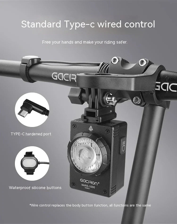 Powerful 1000-lumen bicycle headlight with waterproof design, long battery life, and intuitive controls for safe night cycling in the UK
