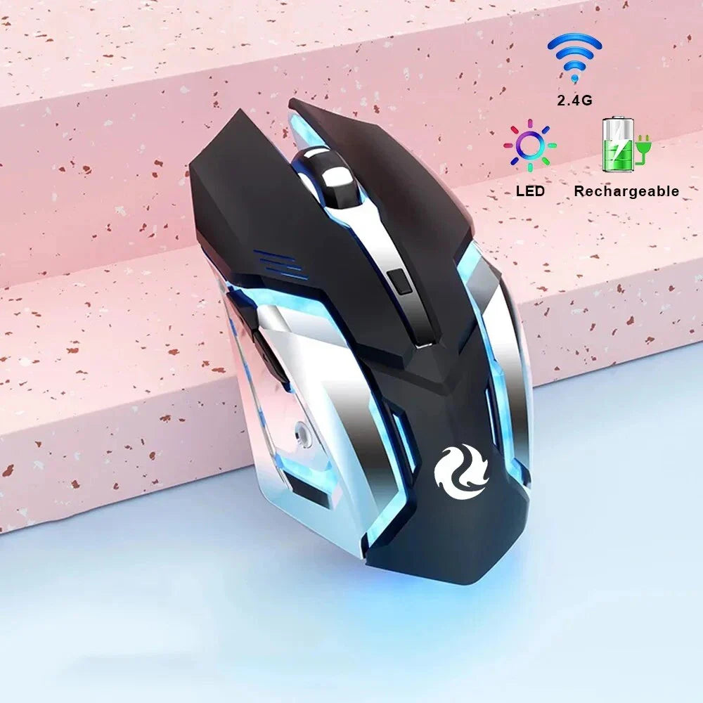 Rechargeable Dual-Mode Wireless Gaming Mouse with LED Backlight and Ergonomic Design