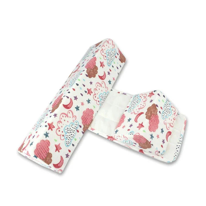 Soft, breathable cotton newborn baby sleeping pillow with adjustable fit and triangular anti-roll design for a comfortable, secure sleeping experience