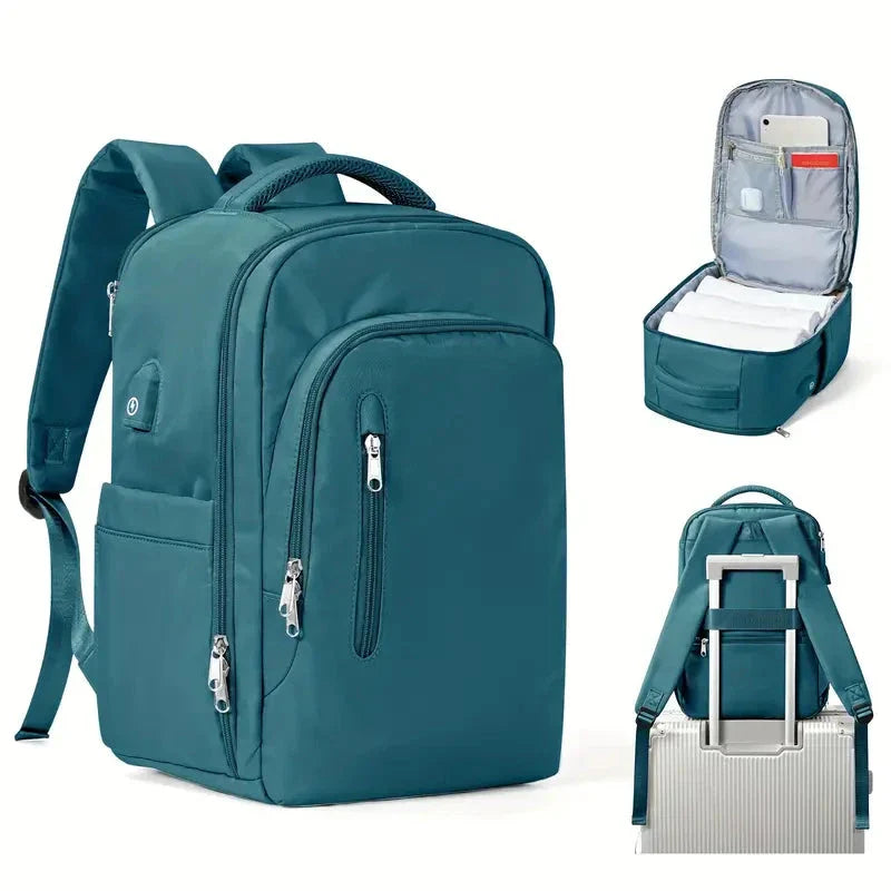 Multi-purpose laptop backpack with ample storage, protective lining, and comfortable carrying system for the modern British traveller