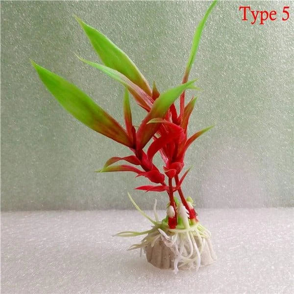 Vibrant multicolour artificial aquarium plants in various styles and sizes