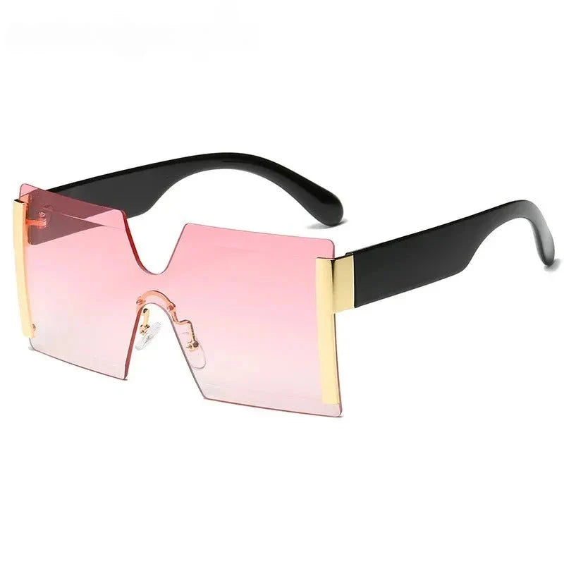 Stylish rimless gradient square sunglasses for women, featuring a bold and versatile design with gradient lenses for enhanced privacy and sun protection.