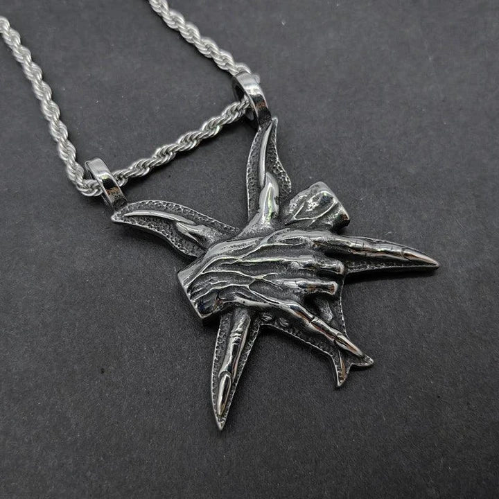 Sleek three-dimensional titanium steel pendant necklace in two chain length options