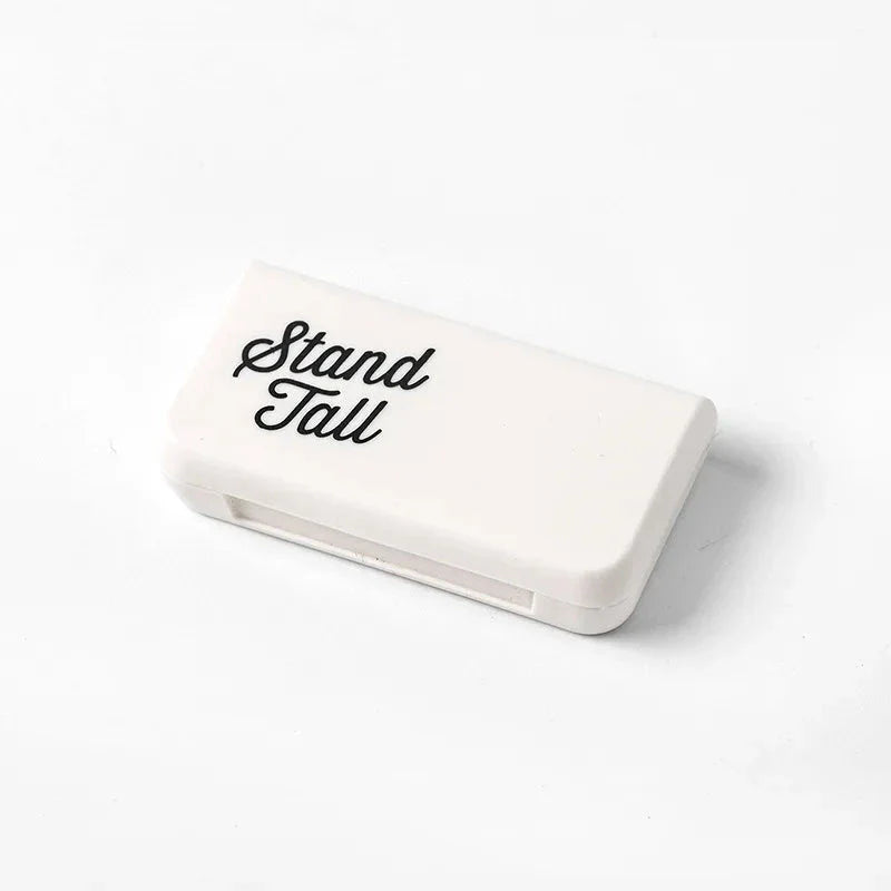 Compact and stylish 3-compartment pill organiser for travelling, made from durable, eco-friendly plastic