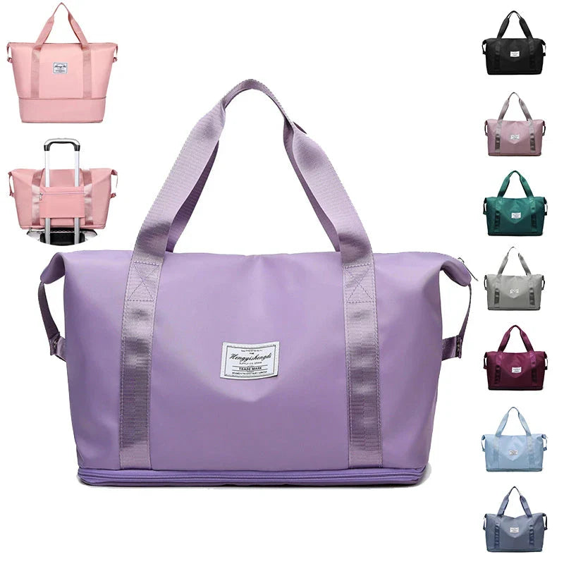 Large capacity travel bag with multiple pockets for fitness, gym, and outdoor activities