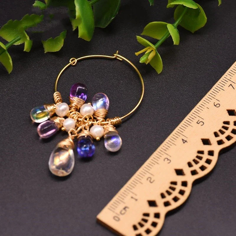Elegant sterling silver and Czech crystal earrings with natural freshwater pearls