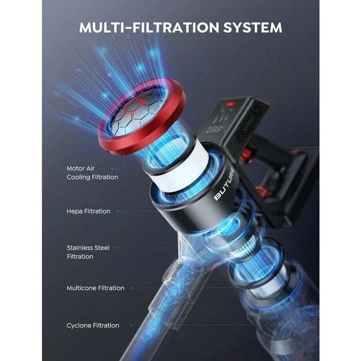 BUTURE 38KPa Cordless Handheld Vacuum Cleaner with powerful suction, touch screen control, and long battery life